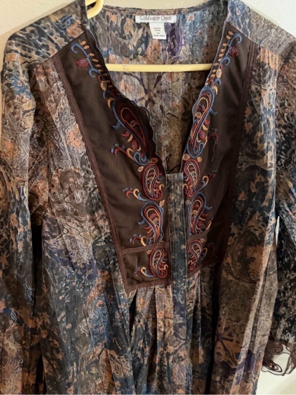 Coldwater Creek Size 1x(16w-18w)Brown and Blue
Embroidered Peasant Tunic